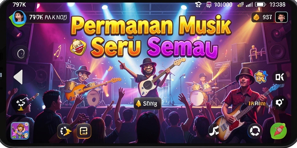 Tangkapan layar 797K menampilkan interaksi musik yang dinamis dan menyenangkan.