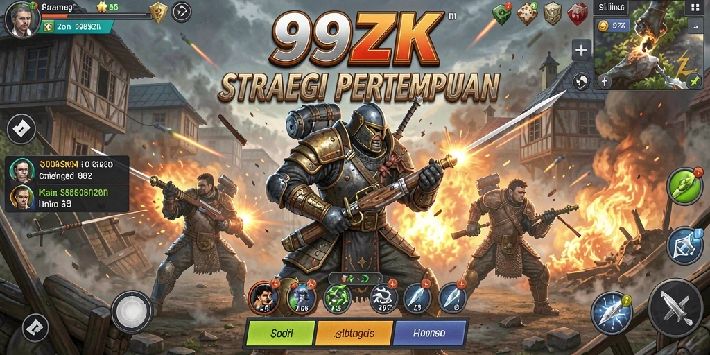 Screenshot utama 99ZK menampilkan pertempuran sengit dengan unit strategis.