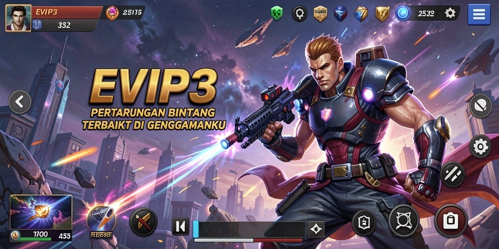 Tampilan gameplay seru di EVIP3 dengan aksi pertarungan penuh strategi.