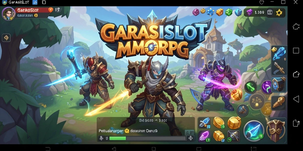 Screenshot permainan GARASISLOT yang menunjukkan aksi pertarungan epik.