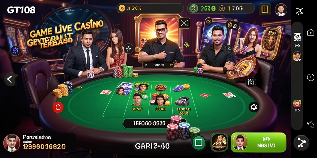 Tampilan gameplay Live Casino yang menegangkan dan interaktif di GT108.