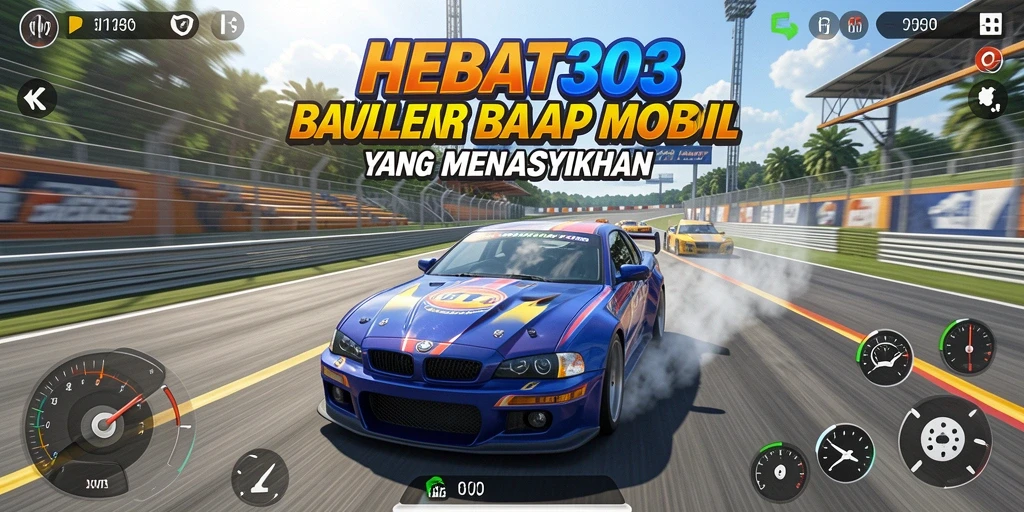Tampilan gameplay seru HEBAT303 dalam balapan mobil.