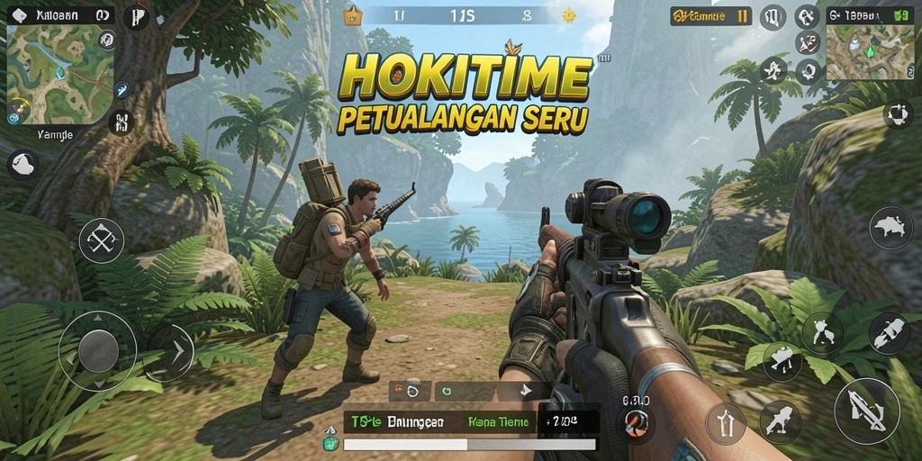 Gameplay seru HOKITIME dengan aksi tembak-menembak yang intens.