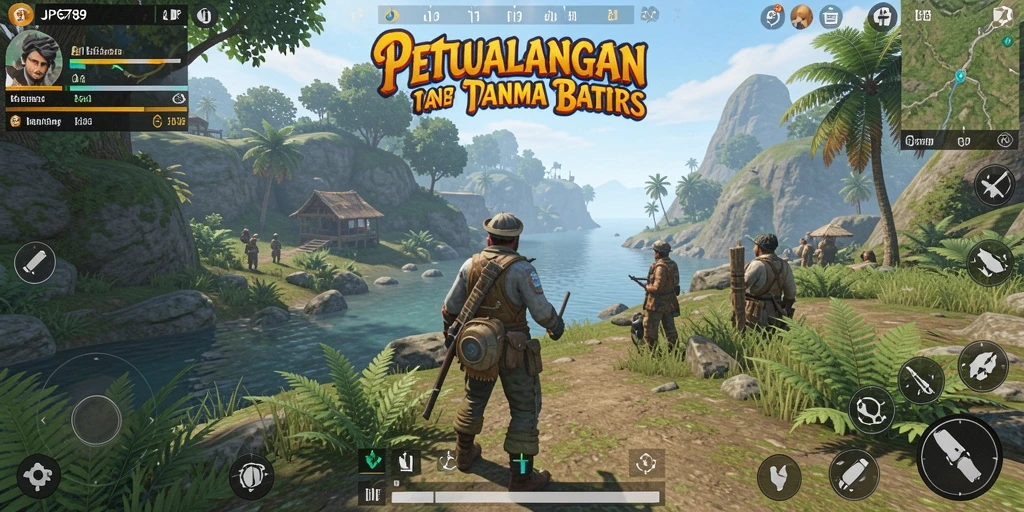Screenshot gameplay menunjukkan petualangan seru di dunia terbuka.