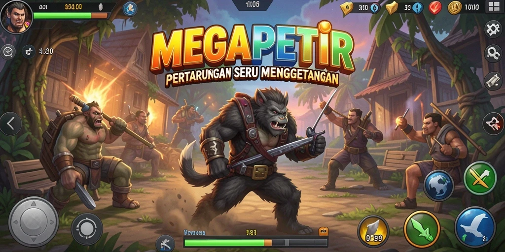 Tangkapan layar yang menunjukkan aksi pertarungan seru di MEGAPETIR.