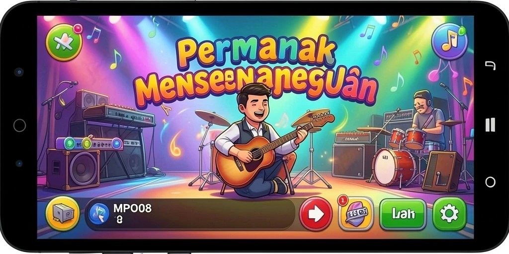 Screenshot gameplay MPO08 menampilkan keseruan bermain musik.