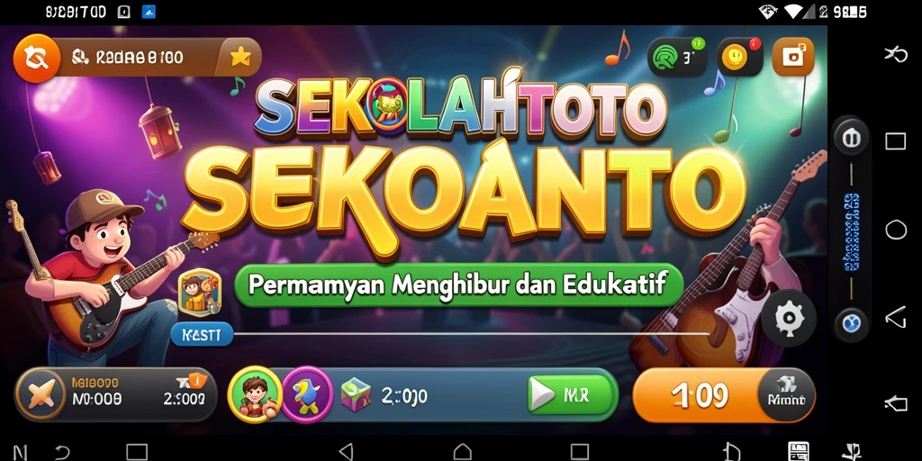 Tampilan gameplay SEKOLAHTOTO yang penuh warna dan interaktif.