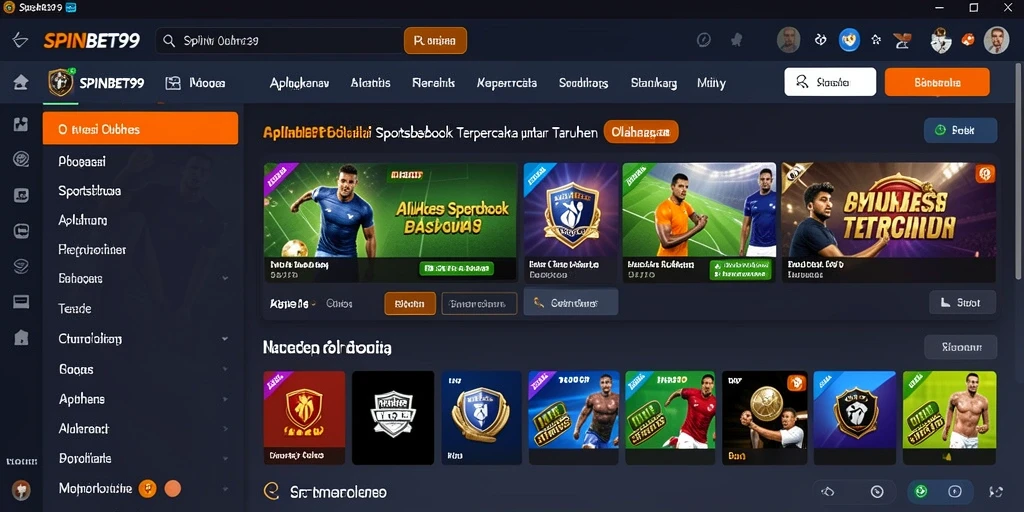 Tampilan layar SPINBET99 yang menampilkan pilihan taruhan olahraga.