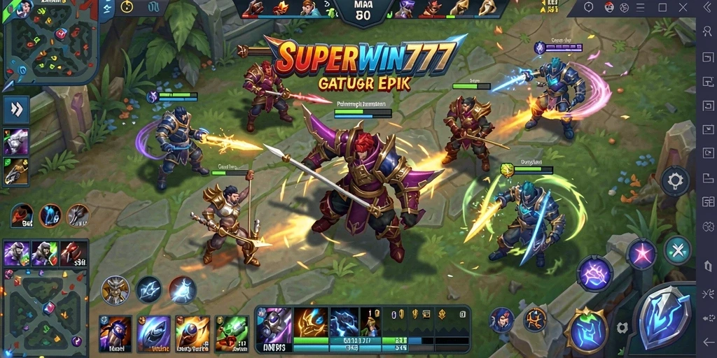 Gameplay seru di SUPERWIN777 dengan aksi pertempuran MOBA.
