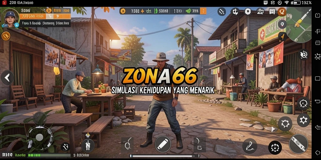 Tampilan gameplay ZONA66 yang memukau dengan interaksi karakter.